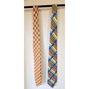 Sears "The Men's Store" Vintage Ties Lot of 2 100% Cotton Grandpa Academia Gold